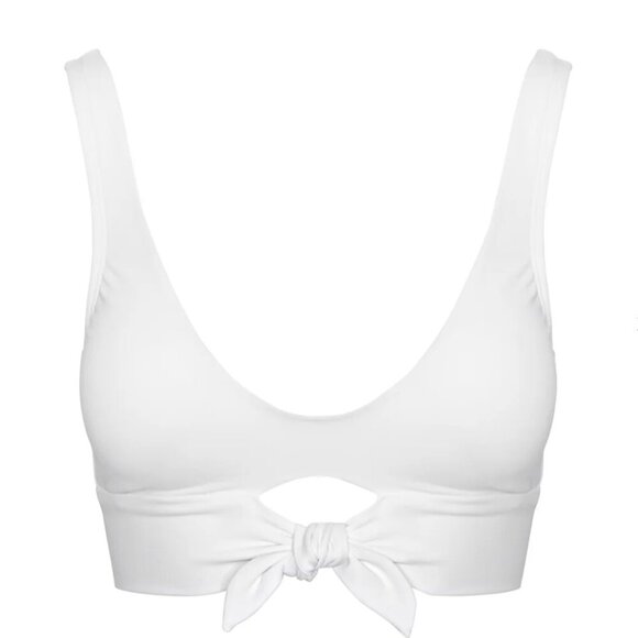 NWT Robin Piccone Women's Ava Knot Bikini Top in White Size Medium - Picture 1 of 6